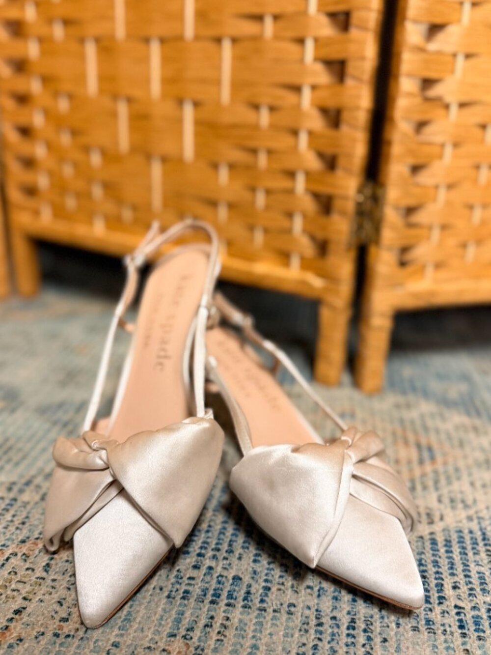 Kate Spade Marseille Satin Bow Slingback Dress Pumps - Size 9 Champagne - Picture 6 of 7